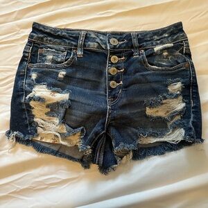 American Eagle Outfitters Blue Distressed Jean Shorts